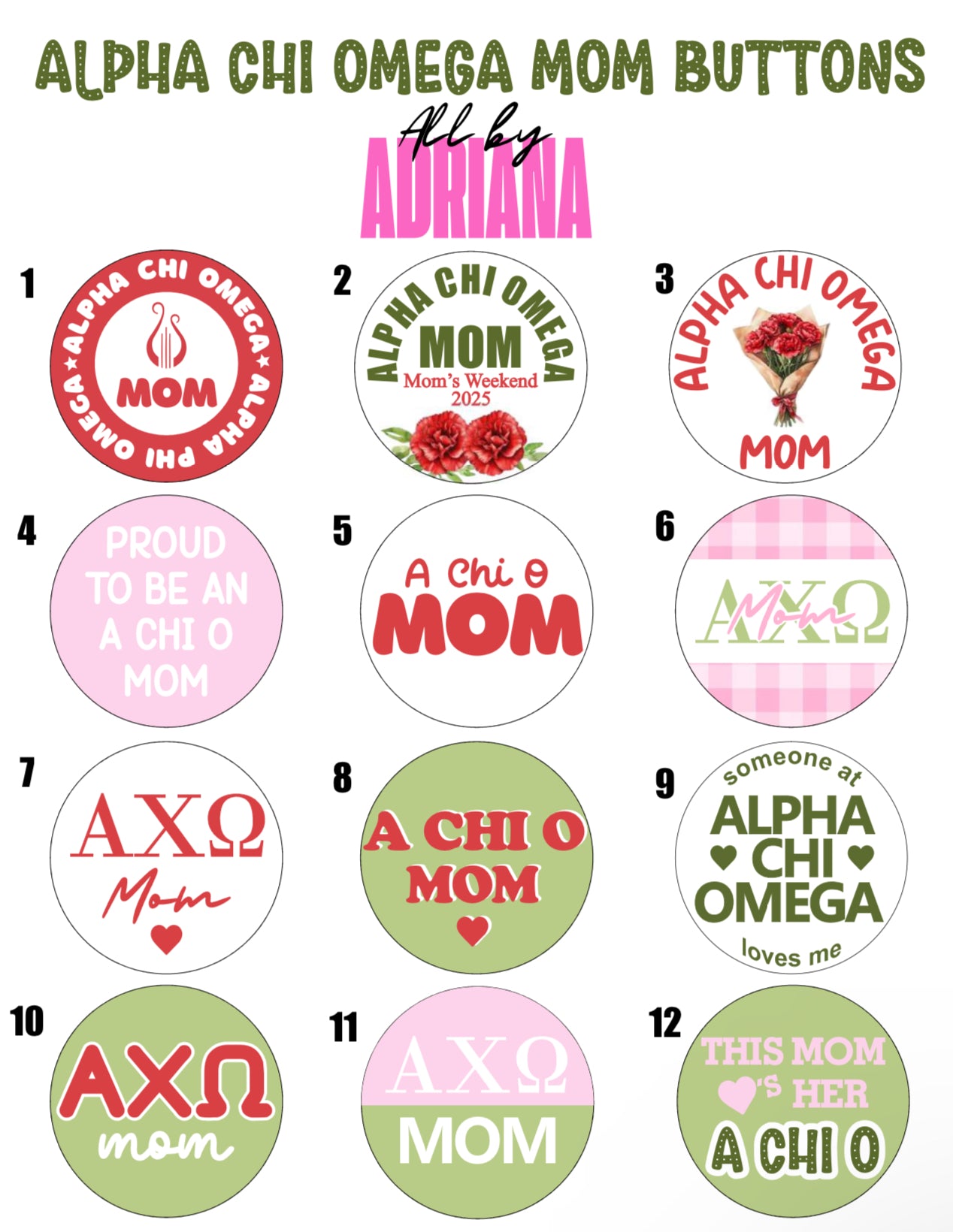 ALPHA CHI OMEGA MOM BUTTONS