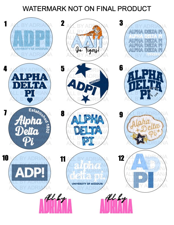 ALPHA DELTA PI SORORITY BUTTONS