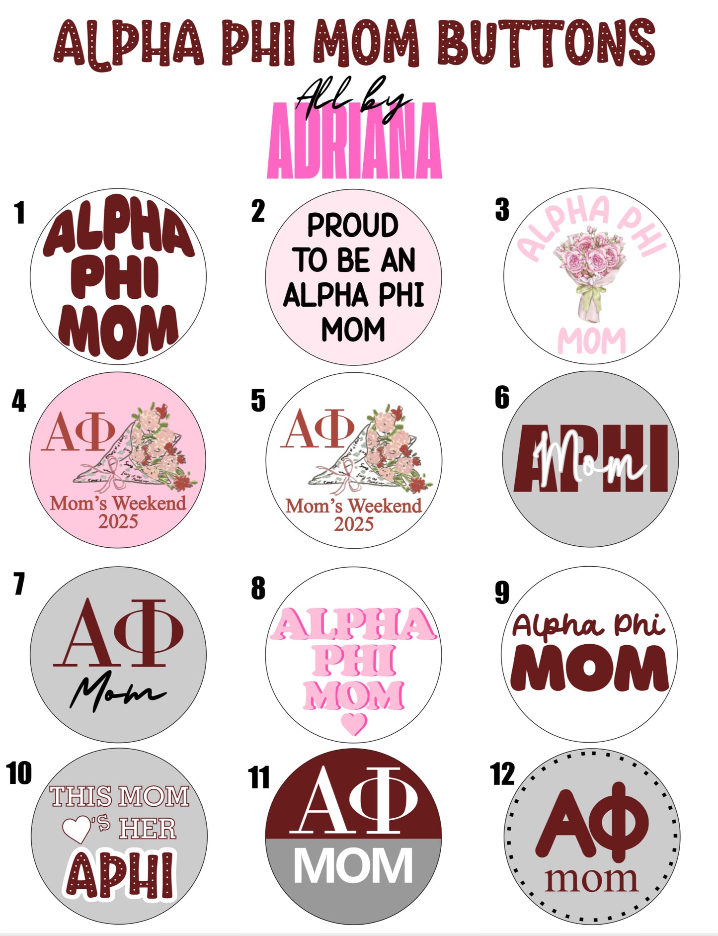 ALPHA PHI MOM BUTTONS
