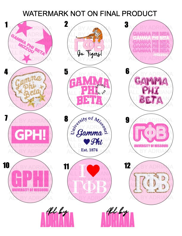 GAMMA PHI BETA SORORITY BUTTONS