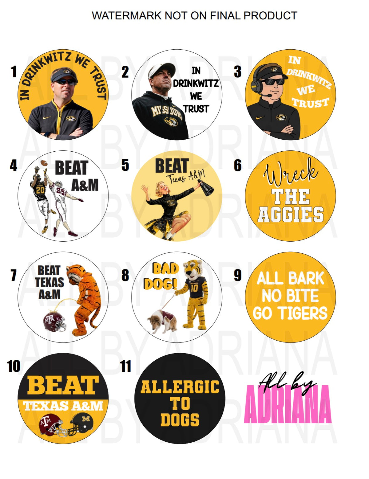 MIZ VS A&M BUTTONS