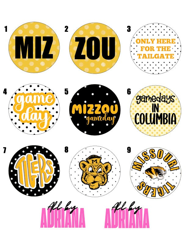 MIZZOU POLKA DOT GAMEDAY BUTTONS
