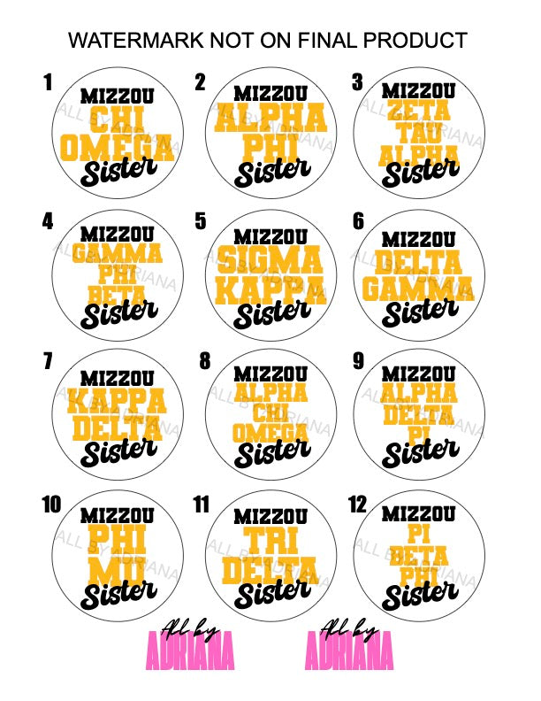MIZZOU SORORITY SISTER BUTTONS