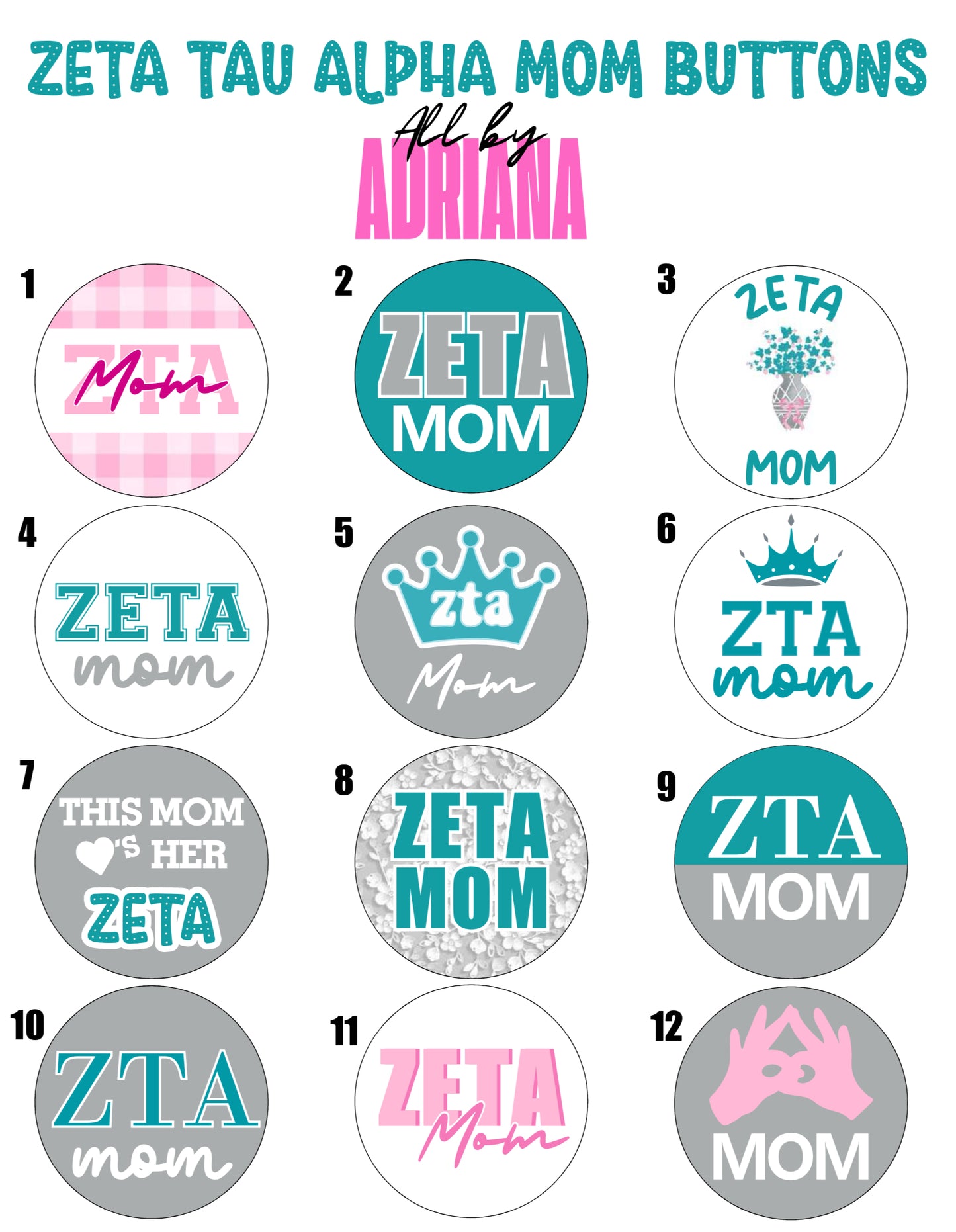 ZETA TAU ALPHA MOM BUTTONS