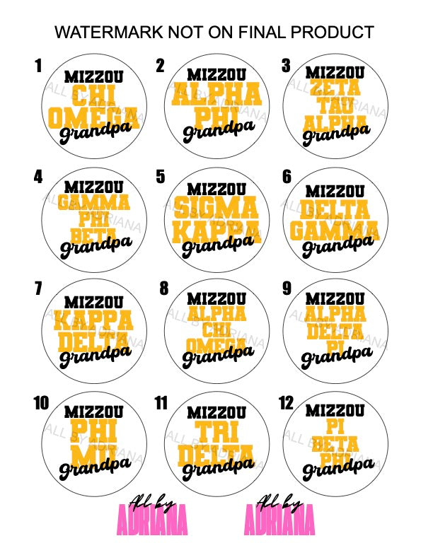MIZZOU SORORITY GRANDPA BUTTONS
