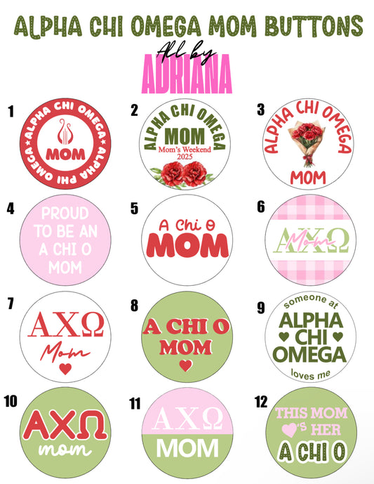 ALPHA CHI OMEGA MOM BUTTONS