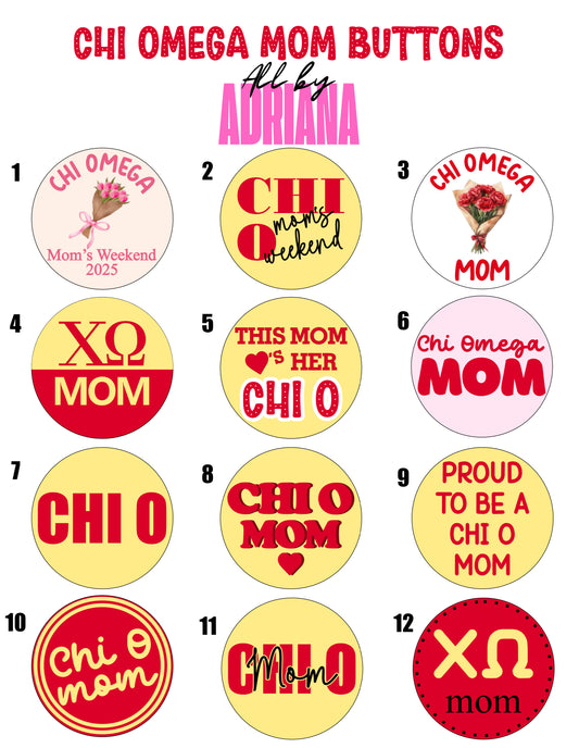CHI OMEGA MOM BUTTONS