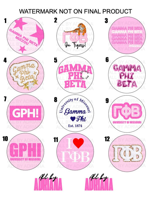 GAMMA PHI BETA SORORITY BUTTONS