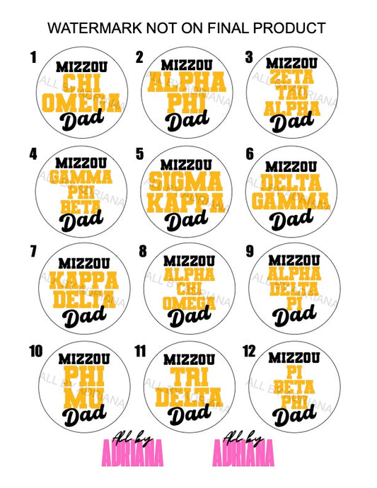 MIZZOU SORORITY DAD BUTTONS