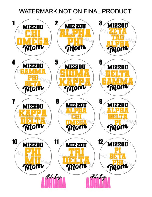 MIZZOU SORORITY MOM BUTTONS