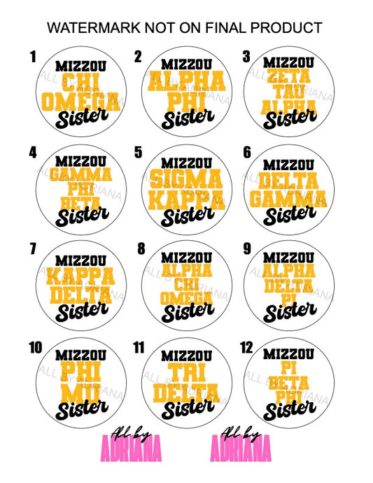 MIZZOU SORORITY SISTER BUTTONS