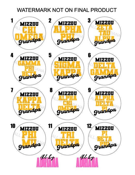 MIZZOU SORORITY GRANDPA BUTTONS